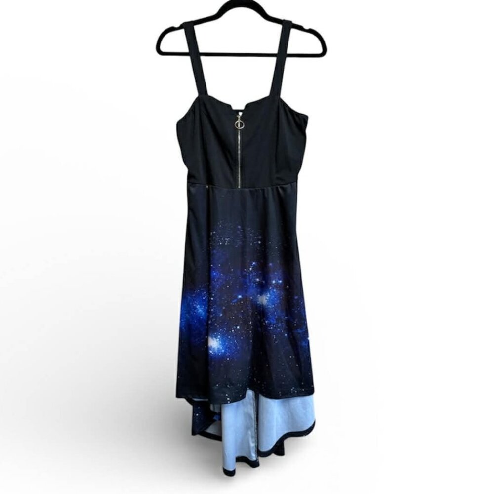 🔵 Galaxy Dress High-Low with Front Zipper Sz 12